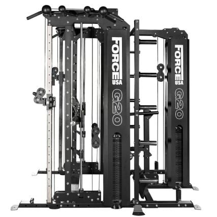 Máquina Multifunción G20 All-In-One Trainer - Multipower Máquina Smith, Rack, Doble Polea, Prensa Vertical y Estación de Jalón Dorsal y Remo
