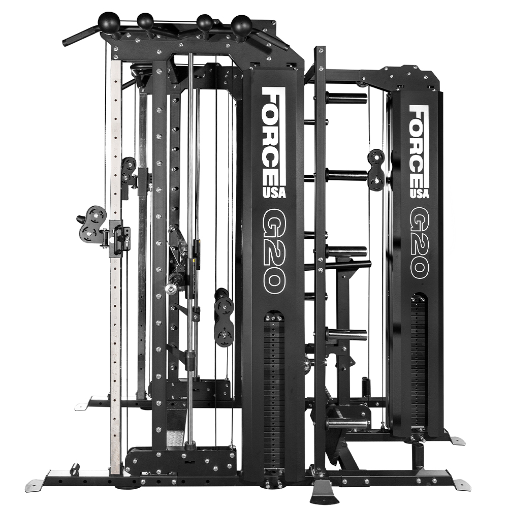 Force USA G20 All-In-One Trainer - Smith-Maschine, Squat-Rack, Vertikale Beinpresse, Lat Pull Down und Low Row